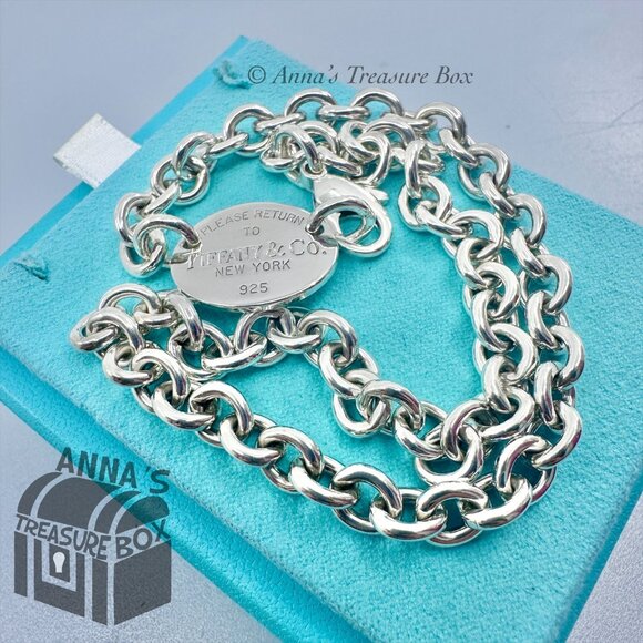 Tiffany & Co. 925 Silver Vintage RTT Oval Tag Choker 15.75" Necklace (pouch) - Picture 6 of 8